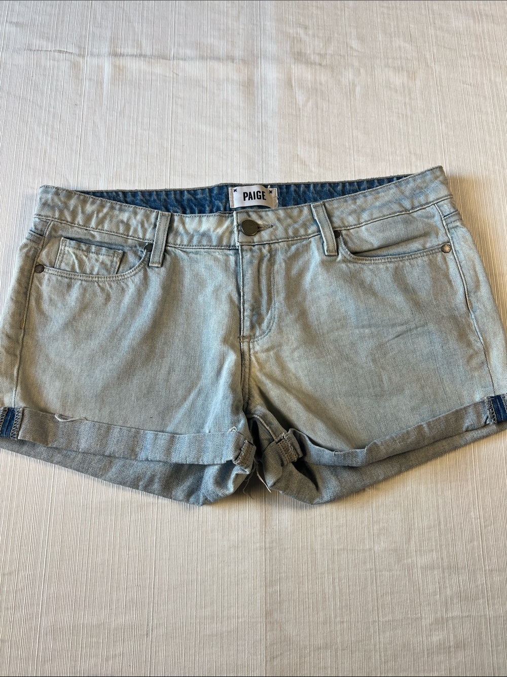 PAIGE Light Wash 100% Denim Cuffed Women's Shorts